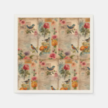 Junk Journal Seite mit Blumen + Vögel - 