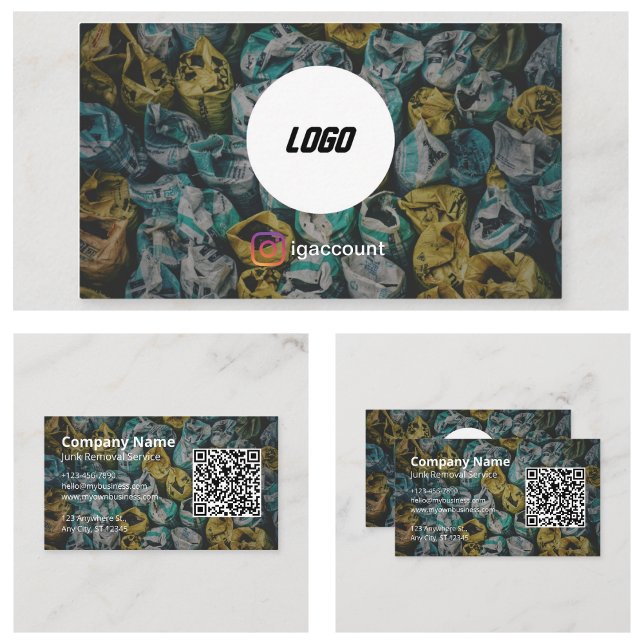 Junk Removal Dumpster QR-kod Logo Visitkort (Junk Removal Dumpster QR Code Logo Business Card
)