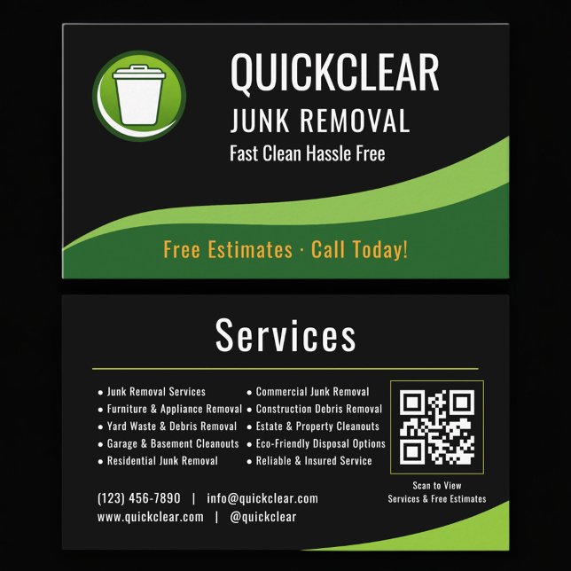 Junk Removal QR Code Professional Visitkort (Skapare uppladdad)