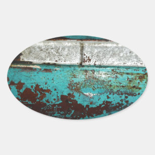 Junk Yard vintage bil 50's teal aqua Ovalt Klistermärke