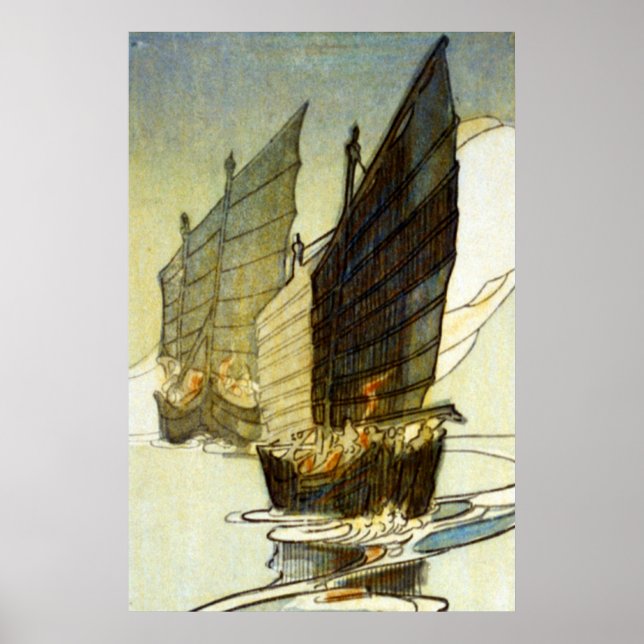 Junks, Wei-hai-wei, China - Bertha Lum - 1922 Poster (Framsidan)