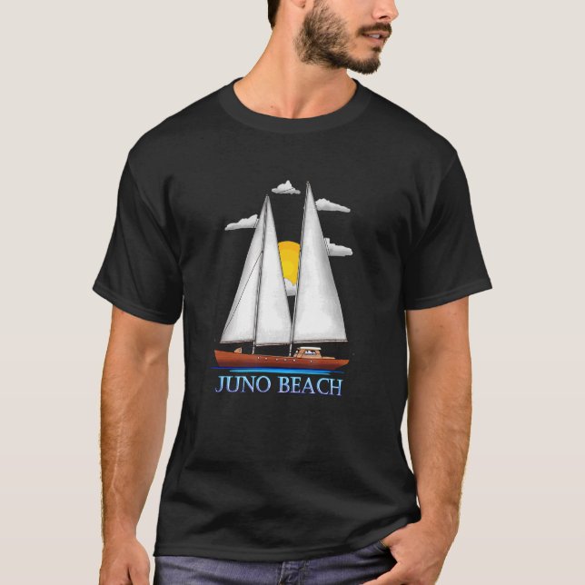 Juno Beach Coastal Nautical Sailing Sailor Designo T Shirt (Framsida)