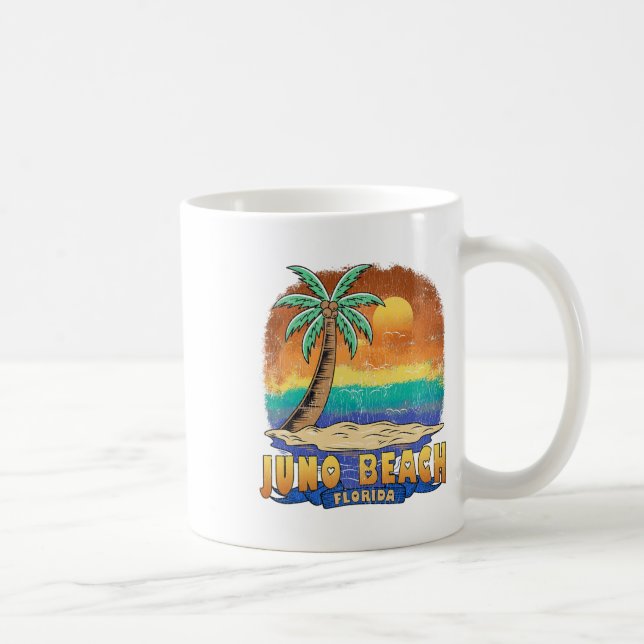 Juno Beach Florida Vintage Distress Souvenir Kaffemugg (Höger)