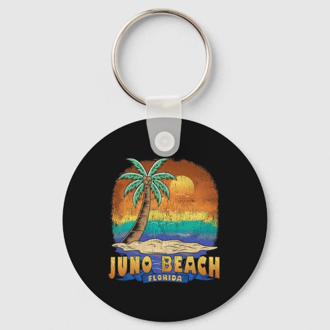 Juno Beach Florida Vintage Distress Souvenir Nyckelring (Framsida)
