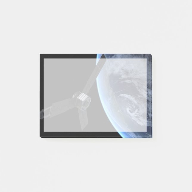 Juno-rymdfarkosten under dess jordflytning post-it block (Framsida)