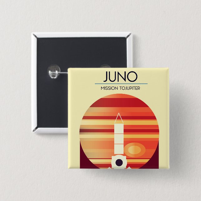 Juno - Uppdrag till Jupiter Rymdkonst Knapp (Framsida & baksida)