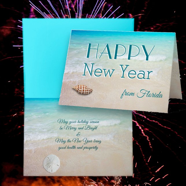 Junonia Beach Gott nytt år Helgdag Card Kort (Skapare uppladdad)
