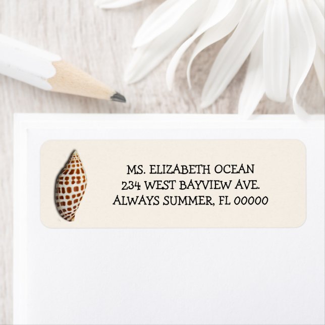 Junonia Seashell Cream Anpassningsbar Returadress Returadress Etikett (Insitu)