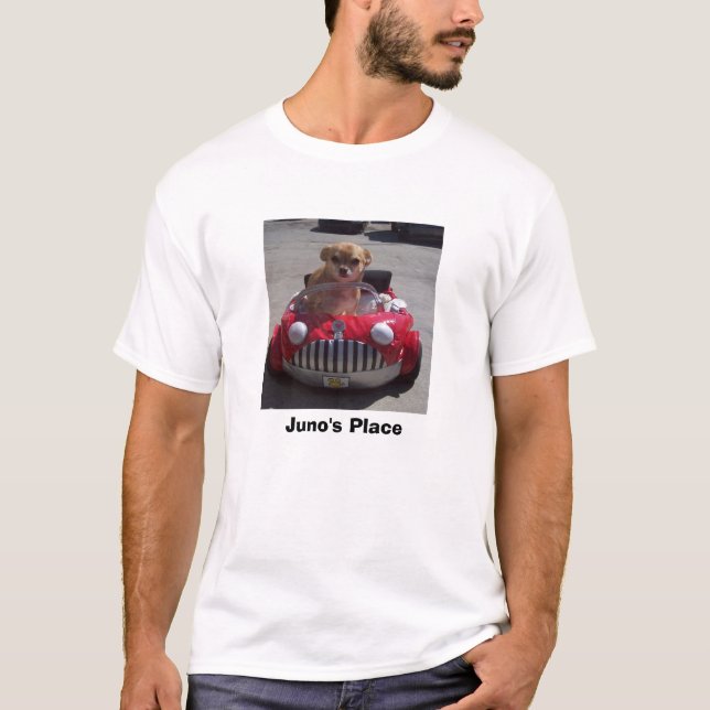 Junos röd bil för ställe tee shirt (Framsida)