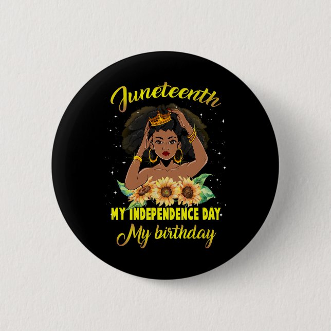 Junte My Independence day Mitt födelsedag svart Q Knapp (Framsida)