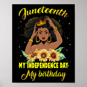 Junte My Independence day Mitt födelsedag svart Q Poster