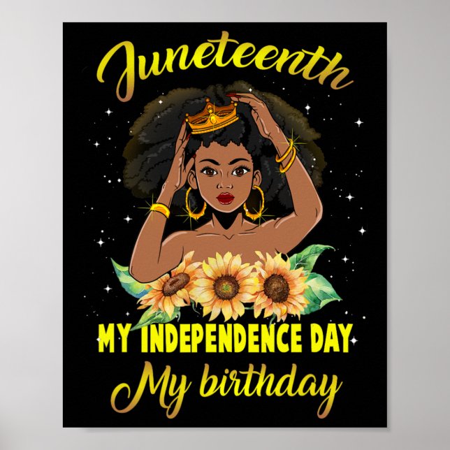 Junte My Independence day Mitt födelsedag svart Q Poster (Framsidan)