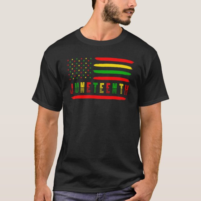 Junttelfte Afro American Flagga Melanin Black Prid T Shirt (Framsida)