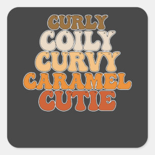 Junttonde Curvy Caramel Cutie Fyrkantigt Klistermärke
