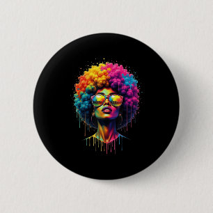 Junttonde drottning Afro Melanin Drip Black-Pridet Knapp