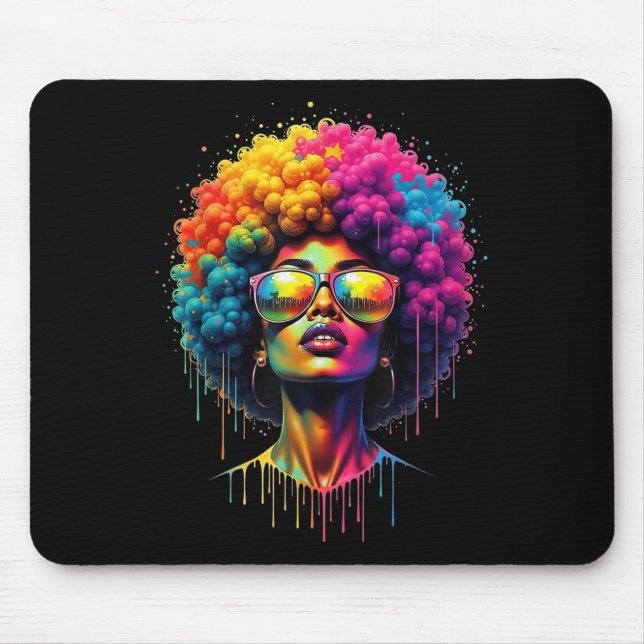 Junttonde drottning Afro Melanin Drip Black-Pridet Musmatta (Framsidan)