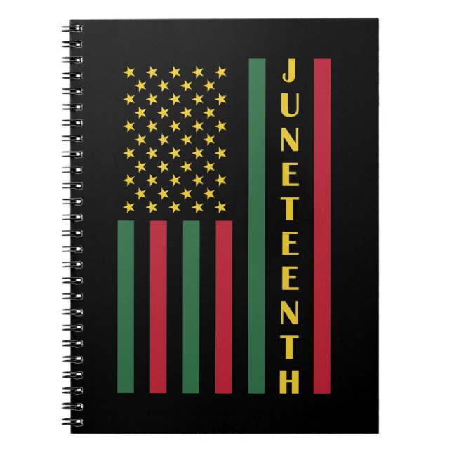 Junttonde Frihet Firande USA Amerikanska Flagga Anteckningsbok (Framsidan)