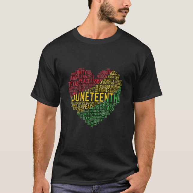 Junttonde Heart Black History Afro American Afric T Shirt (Framsida)