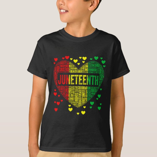 Junttonde Heart Black History Afro American Afric T Shirt (Framsida)