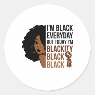 Junttonde jag är Blackity Black Woman Afro African Runt Klistermärke