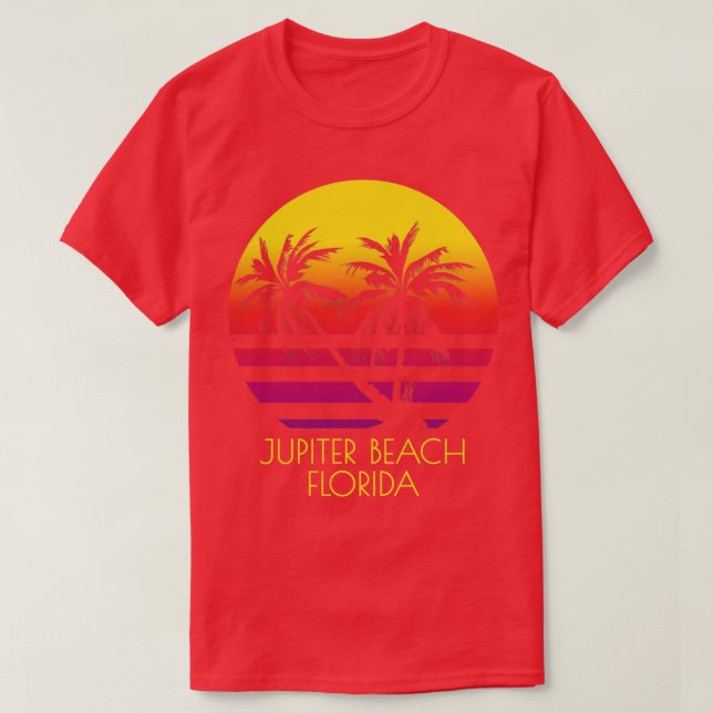 Jupiter Beach Florida Tropical Handflatan Träd Sun T Shirt (Design framsida)