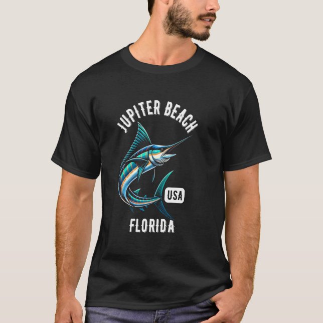 Jupiter Beach Florida USA Fiske Design T Shirt (Framsida)
