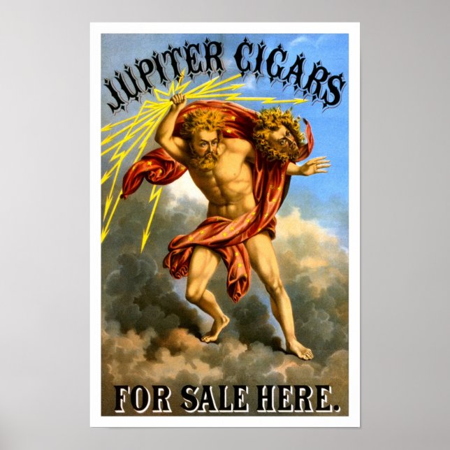 Jupiter Cigars, 1868. Gammal reklam Poster (Framsidan)