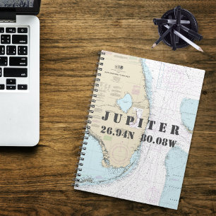 Jupiter FL Latitude Longitud Nautical Chart Anteckningsbok