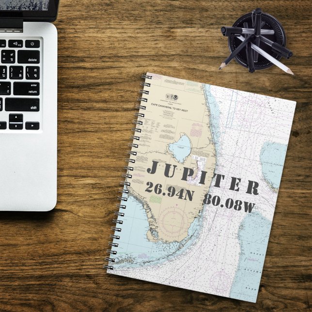 Jupiter FL Latitude Longitud Nautical Chart Anteckningsbok (Jupiter Florida Authentic Nautical Chart Notebook
)