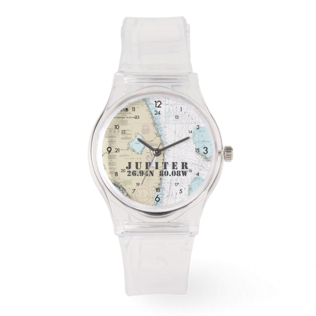 Jupiter FL Latitude Longitud Nautical Chart Armbandsur (Framsida)