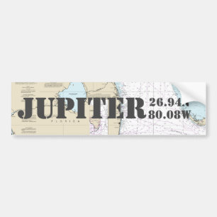 Jupiter FL Latitude Longitud Navigeringsdiagram Bildekal