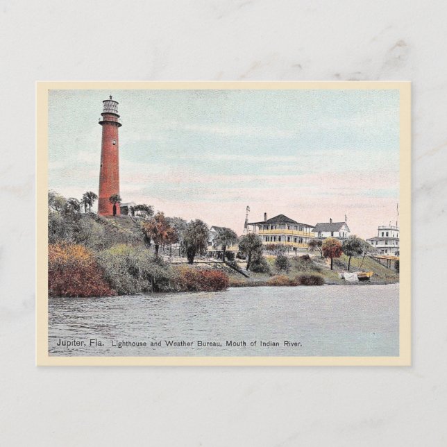 Jupiter Florida fyr antik Vykort (Framsida)