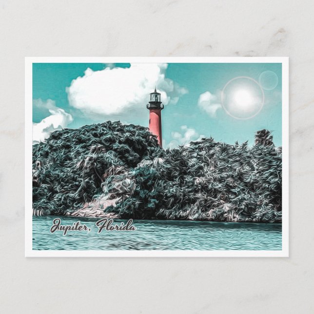 JUPITER FLORIDA - JUPITER INLET LIGHTHOUSE VYKORT (Framsida)