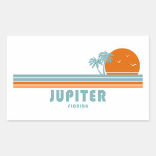 Jupiter Florida Sol Handflatan Träd Rektangulärt Klistermärke