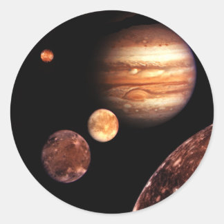 Jupiter Galilean Måne Space & Astronomy Gifts Runt Klistermärke