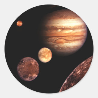 Jupiter Galilean Måne Space & Astronomy Gifts Runt Klistermärke