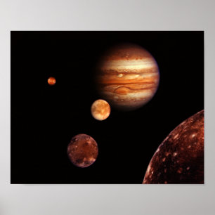 Jupiter Galilean Satellites NASA Poster