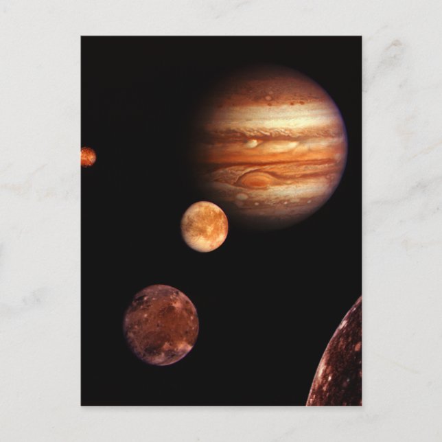 Jupiter Galilean Satellites NASA Vykort (Framsida)