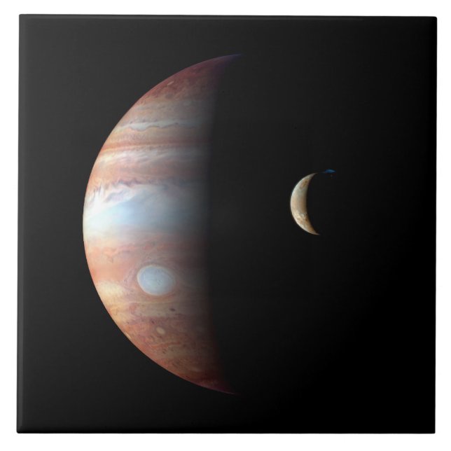 Jupiter Gas Giant Planet & Io Galilean Måne Kakelplatta (Framsidan)