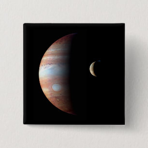 Jupiter Gas Giant Planet & Io Galilean Måne Knapp