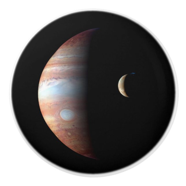 Jupiter Gas Giant Planet & Io Galilean Måne Knopp (Framsidan)