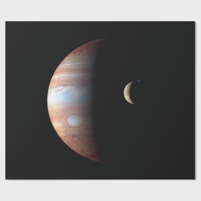 Jupiter Gas Giant Planet & Io Galilean Måne Presentpapper (Platt)