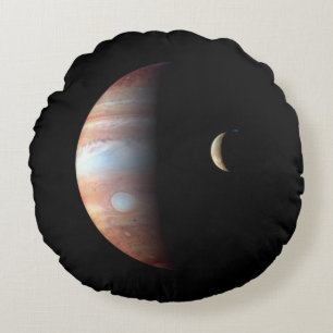 Jupiter Gas Giant Planet & Io Galilean Måne Rund Kudde