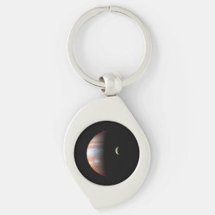 Jupiter Gas Giant Planet & Io Galilean Måne Swirl Silverfärgad Nyckelring