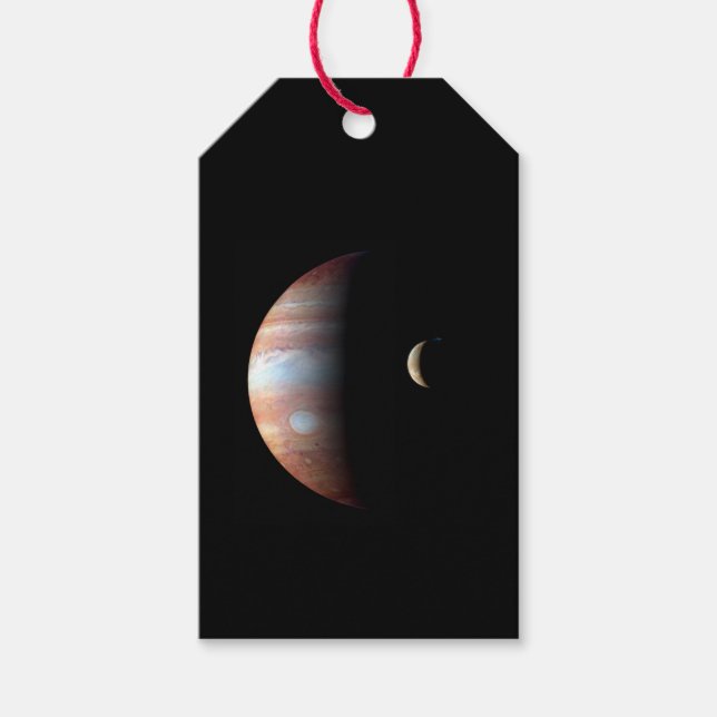 Jupiter Gasjätteplanet & Io Galileisk måne Presentetikett (Framsidan)