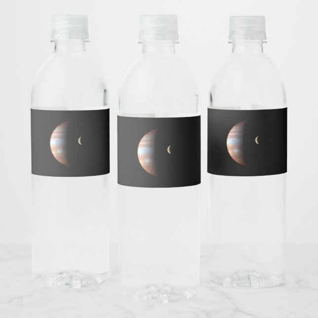 Jupiter Gasjätteplanet & Io Galileisk måne Vattenflaskor Etikett (Flaskor)