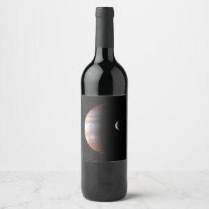 Jupiter Gasjätteplanet & Io Galileisk måne Vinflaska Etikett