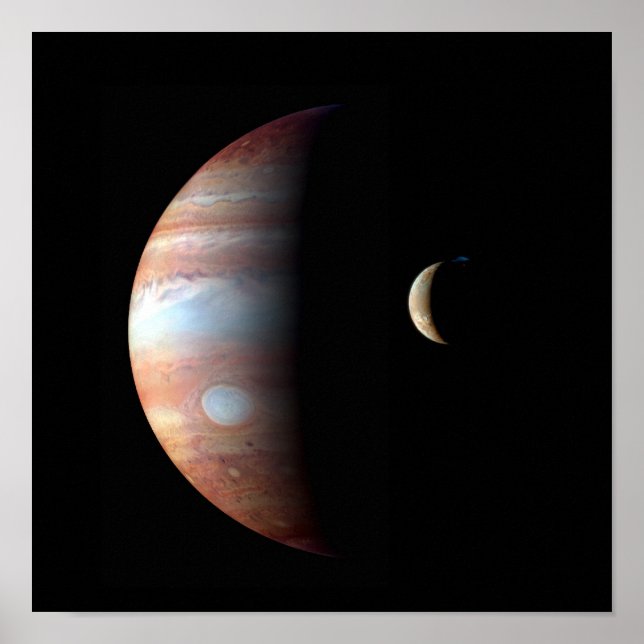 Jupiter Gasjätteplanet & Io Galileiska månen Poster (Framsidan)