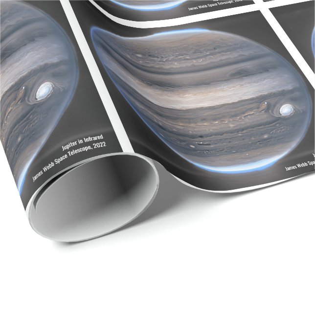 Jupiter in Infrarod, James Webb Space Telescope Presentpapper (Rullad Hörn)