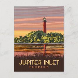 Jupiter Inlet Florida Lighthouse Vintage Stil Vykort